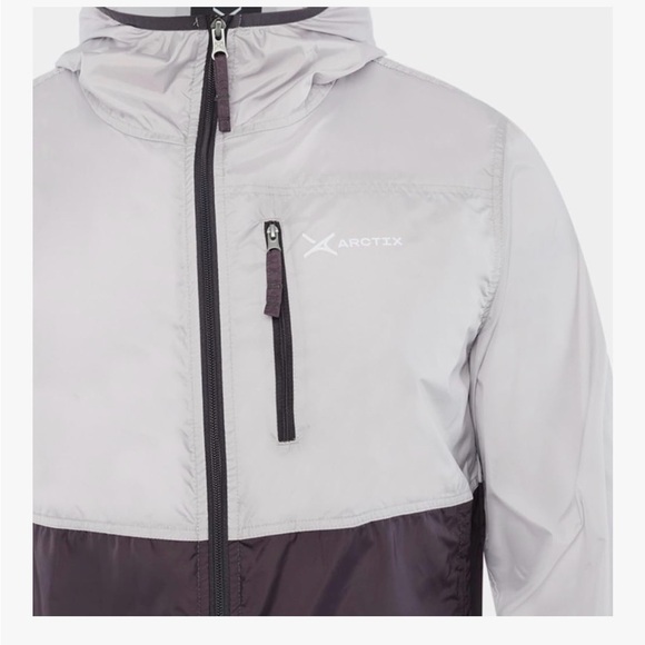 Arctix Two-Tone Light Gray and Dark Gray Hooded Windbreaker - Picture 4 of 12